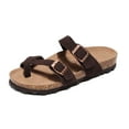 thumbnail image 1 of Genuine Leather Summer Sandals Women Slides for Women Natural Cork Footbed Womens Slides Straps - Womens Sandals Comfortable Spring Break Outfit Women Footwear, 1 of 4