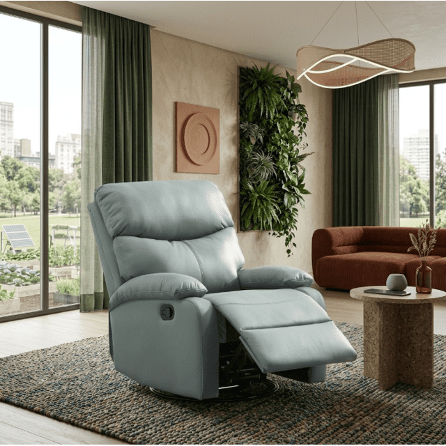 Rocking Wall Genuine Leather Swivel Glider Recliner, Wall Hugger Rocking Chair for ...