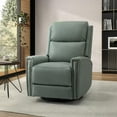 thumbnail image 1 of Genuine Leather Swivel Recliner, Manual Glider Rocker Recliner Chair with Adjustable Backrest Footrest for Living Room Bedroom Sage, 1 of 10
