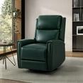 thumbnail image 1 of Genuine Leather Swivel Rocker Recliner, Manual Glider Recliner Chair with Adjustable Backrest & Footrest, Modern Home Theater Lounge Sofa Armchair for Living Room Bedroom Green, 1 of 9