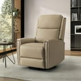 thumbnail image 1 of Genuine Leather Swivel Rocker Recliner,Push Back Chair with Adjustable Backrest Footrest, Modern Home Theater Lounge Sofa Armchair for Living Room Bedroom Beige, 1 of 9