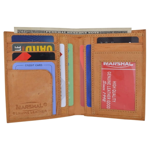 Genuine Leather Tall Bifold Card ID Holder Wallet 739 CF