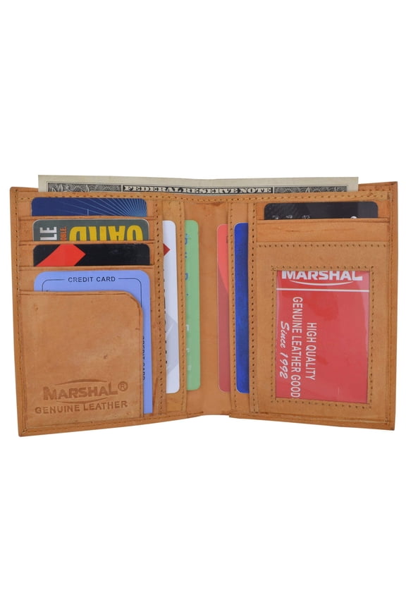 Genuine Leather Tall Bifold Card ID Holder Wallet 739 CF