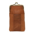 thumbnail image 1 of Genuine Leather Tan Cigarette Case Holder Slim Pack Regular or 100's & Lighter Pocket with Metal Twist Clasp Tan, 1 of 6