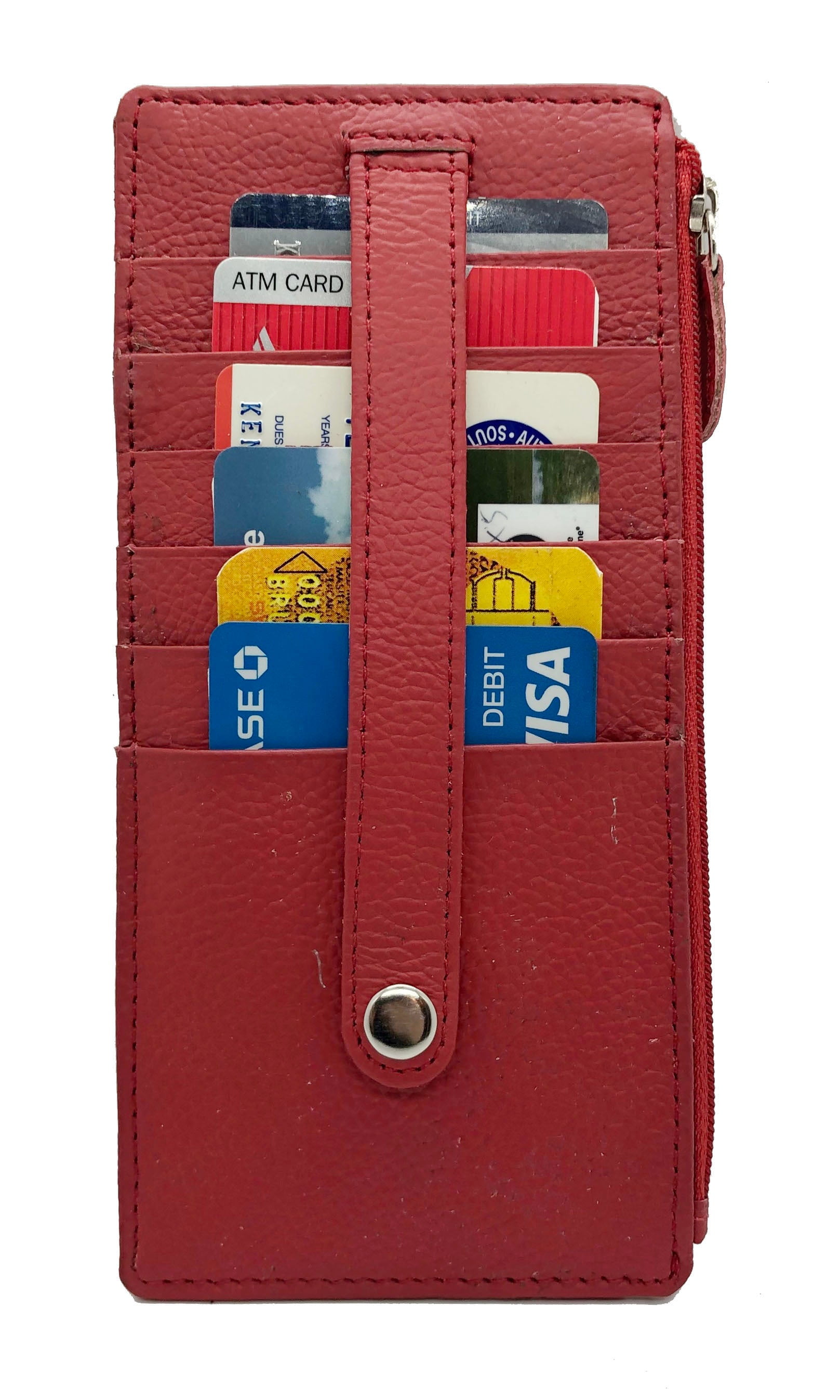 Genuine Leather Thin Vertical Stacker Women's Wallet Card Case with ID ...