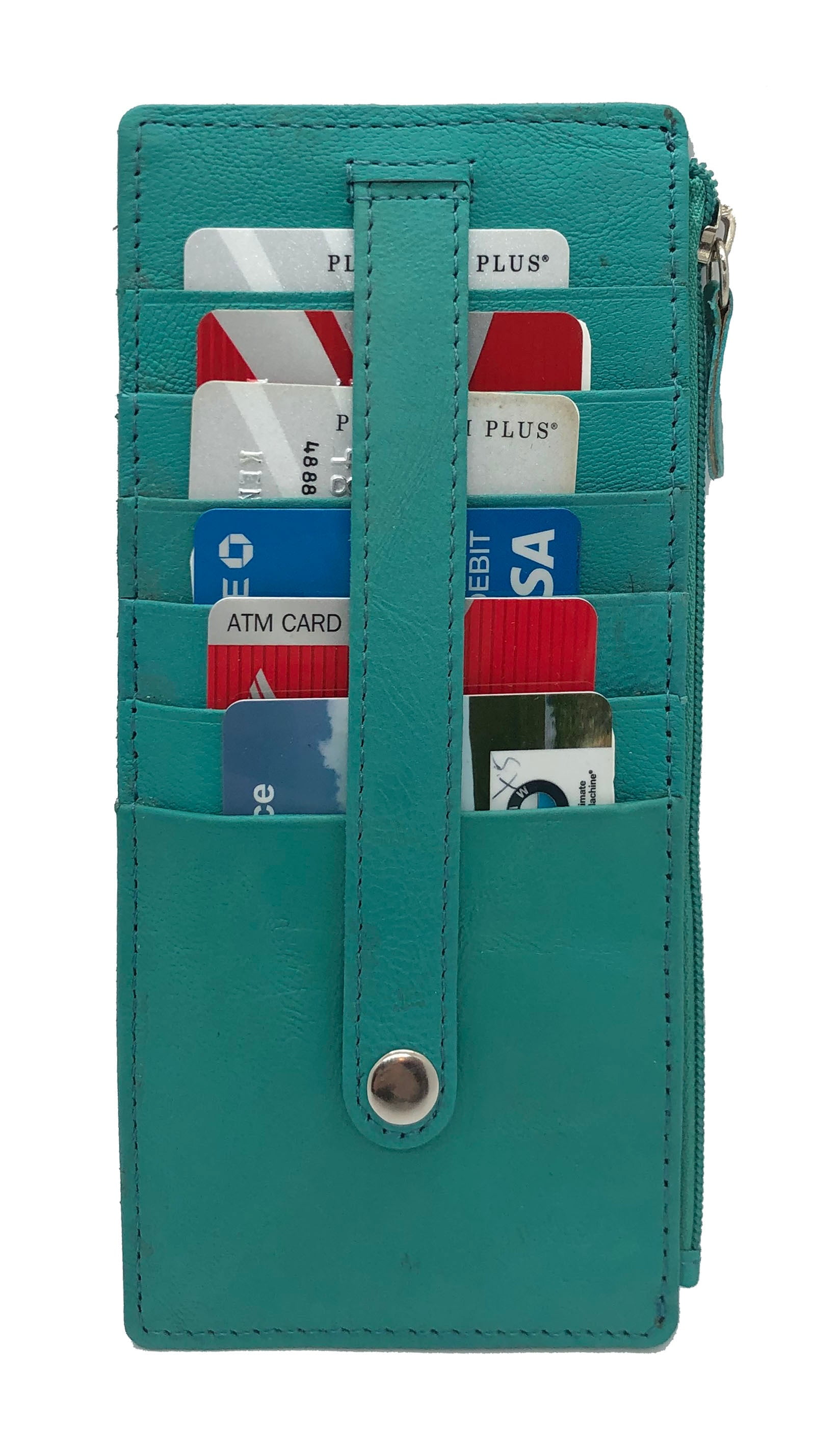 Genuine Leather Thin Vertical Stacker Women's Wallet Card Case with ID ...