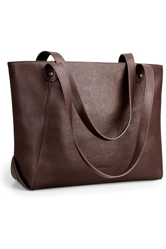 Genuine Leather Tote Bag for Women Work, Women's Leather Shoulder Bags Purses Satchel Handbags with Laptop Compartment