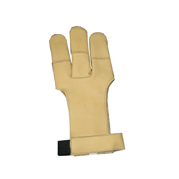 Genuine Leather Traditional 3 FInger Archery Shooting Leather Glove, Durable Finger Tabs for Bowstring Release and Comfort