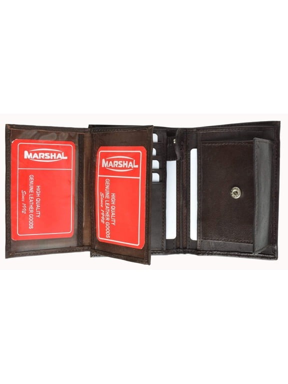 Genuine Leather Tri-fold European Wallet ID Credit Card Holder Coin Pouch 518