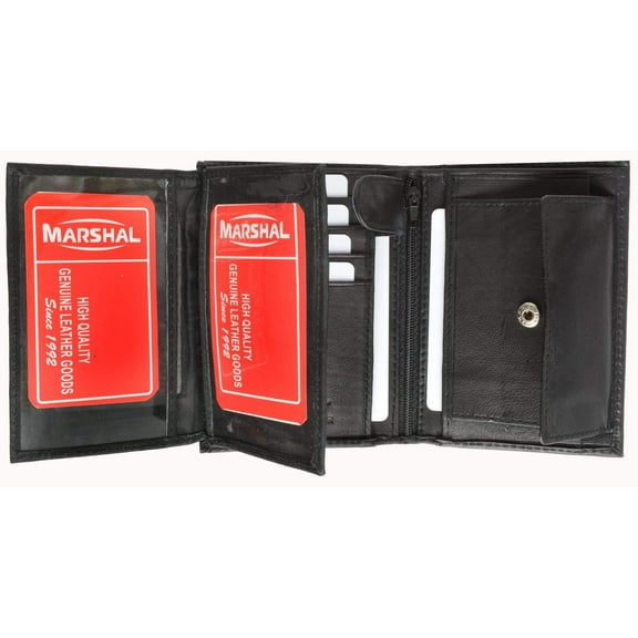 Genuine Leather Tri-fold European Wallet ID Credit Card Holder Coin Pouch 518