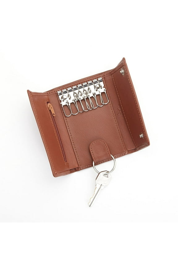 Genuine Leather Trifold Key Case Organizer Wallet