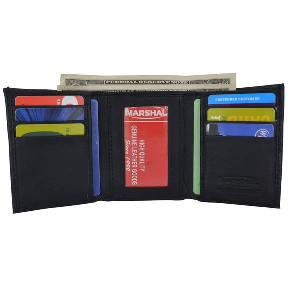 Genuine Leather Trifold Lambskin Wallet with Center ID Window 55