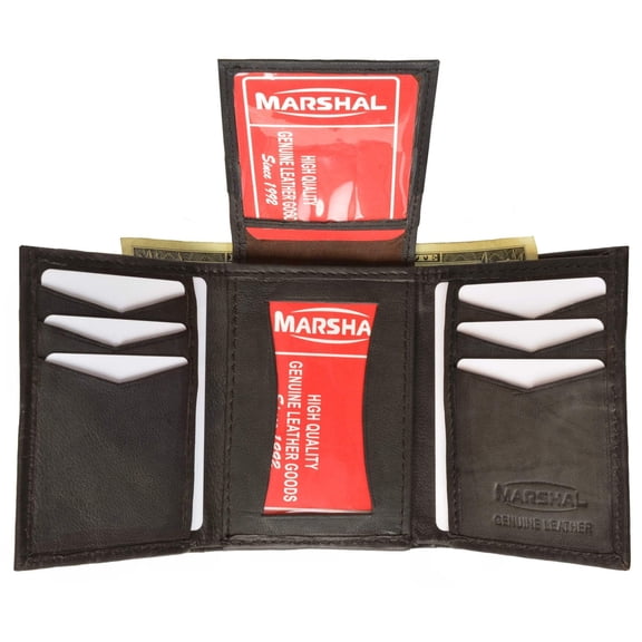Genuine Leather Trifold Middle Flap Up ID Window Wallet 2755
