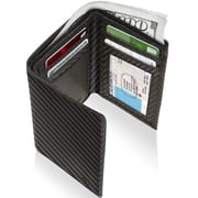 Genuine Leather Trifold Wallets For Men - Mens Trifold Wallet With ID Window Gifts For Men RFID Blocking