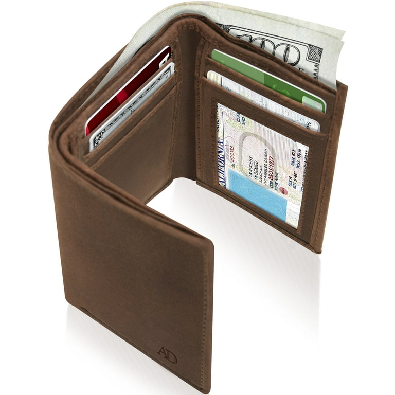 Wallet Brown Trifold - RFID Lining - Personalized Men's Leather