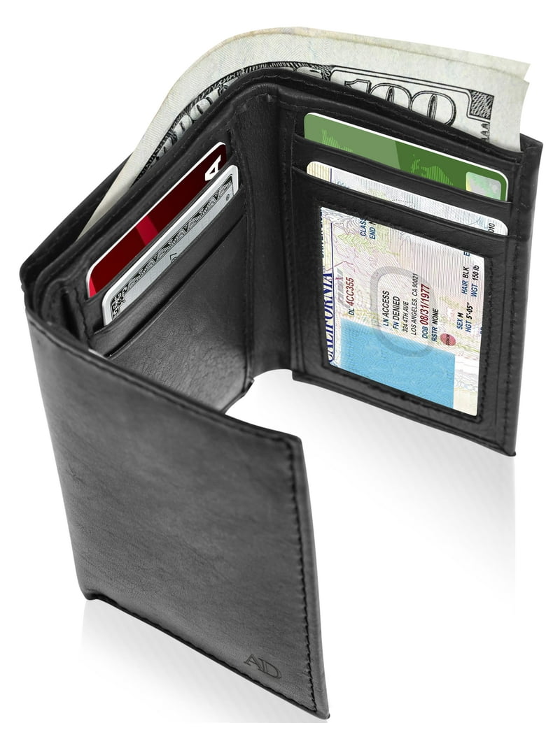 Access Denied Genuine Leather Trifold Wallets for Men, RFID