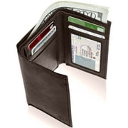 Genuine Leather Trifold Wallets For Men - Mens Trifold Wallet With ID Window Gifts For Men RFID Blocking