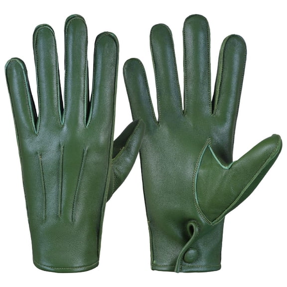 Genuine Leather Unlined Full Finger Dress Gloves For Men