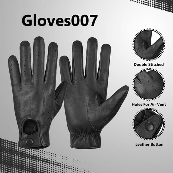 Genuine Leather Unlined Full Finger Driving Gloves, Dress Gloves With Breathing Holes For Men