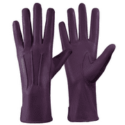 Genuine Leather Unlined Women Dress Gloves With Beautiful Standard Length Extended Up to 2 Inches From Wrist  Fashion Isabella Glove Large Purple