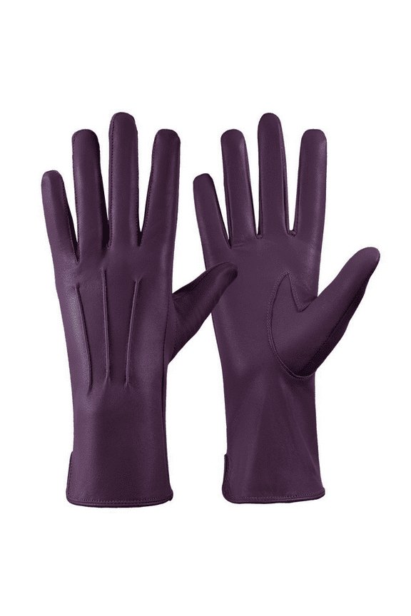 Genuine Leather Unlined Women Dress Gloves With Beautiful Standard Length Extended Up to 2 Inches From Wrist… Fashion Isabella Glove Medium Purple