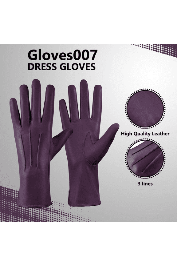 Genuine Leather Unlined Women Dress Gloves With Beautiful Standard Length Extended Up to 2 Inches From Wrist… Fashion Isabella glove 2X-LARGE Purple