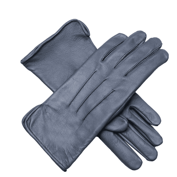 Genuine Leather Unlined Women Dress Gloves With Beautiful Standard Length Extended Up to 2 Inches From Wrist (Grey, Medium)