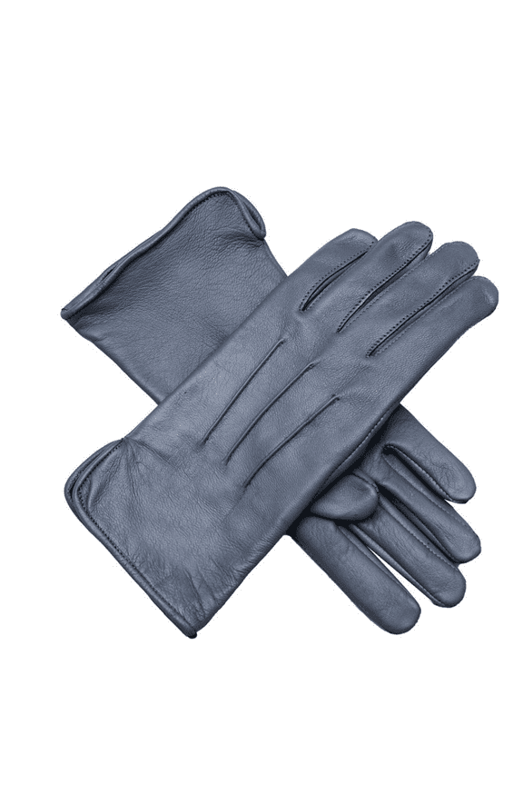 Genuine Leather Unlined Women Dress Gloves With Beautiful Standard Length Extended Up to 2 Inches From Wrist (Grey, Medium)