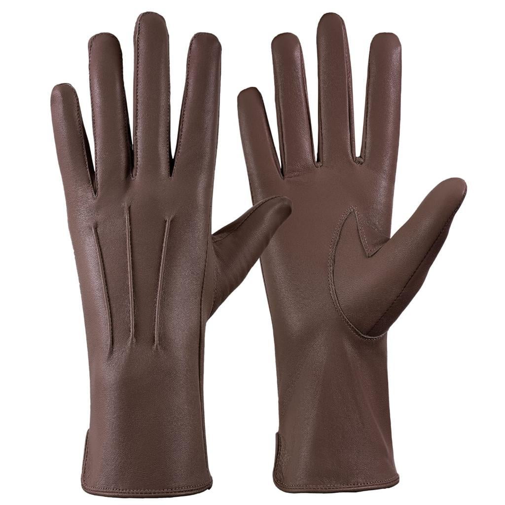 Gloves007 Genuine Leather Unlined Women Dress Gloves With Beautiful Standard Length Extended Up to 2 Inches From Wrist, Men's, Size: One size, Brown