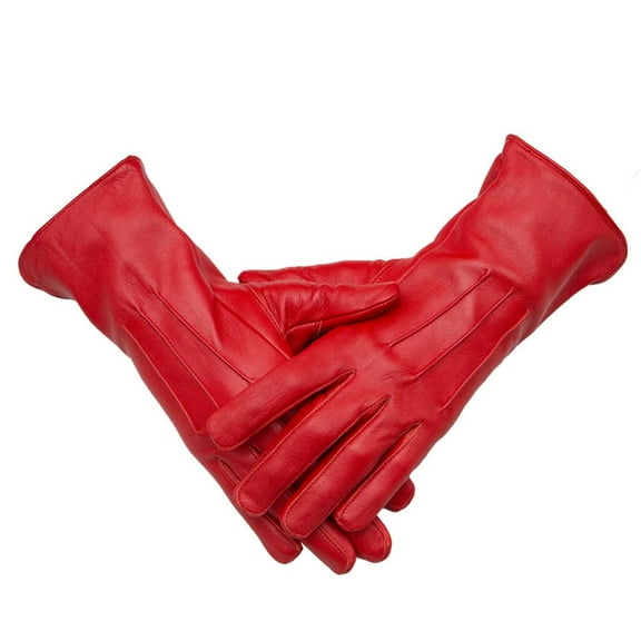 Genuine Leather Unlined Women Red (S)Dress Gloves With Beautiful Standard Length Extended Up to 2 Inches From Wrist… Fashion Isabella glove