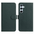 thumbnail image 1 of Genuine Leather Wallet Case for Samsung Galaxy A55, Lychee Texture, with 3 Card Slots & 1 Cash Pocket, Kickstand Scratch-Proof Full Body Protection Phone Cover for Galaxy A55, Green, 1 of 12