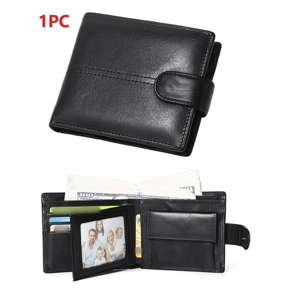 Genuine Leather Wallet for Men RFID Blocking Bifold Style Large Capacity with Card Slots Gift Box Father’s Day Gift for Dad, Black