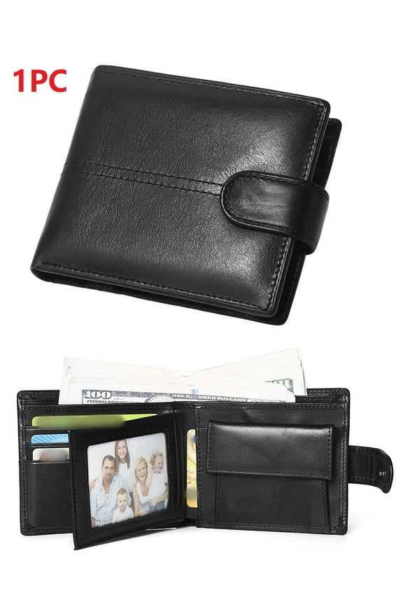 Genuine Leather Wallet for Men RFID Blocking Bifold Style Large Capacity with Card Slots Gift Box Father’s Day Gift for Dad, Black