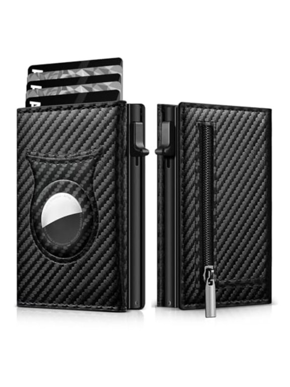 Genuine Leather Wallet for Men Slim Pop Up Card Holder RFID Blocking Bifold Design with 2 ID Windows and Money Pocket in Gift Box