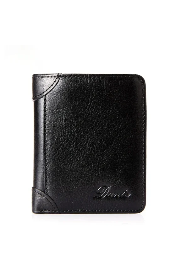 Genuine Leather Wallet for Men Two Folding Purses RFID Men's Card Holders Gentleman Wallets High Quality Luxury Designer Square