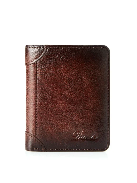 Genuine Leather Wallet for Men Two Folding Purses RFID Men's Card Holders Gentleman Wallets High Quality Luxury Designer Square