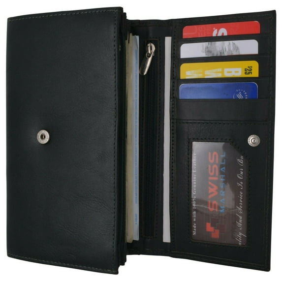 Genuine Leather Wallets For Women's Ladies Wallet Clutch Accordion RFID Blocking