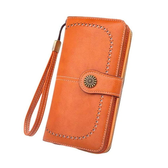 Genuine Leather Wallets for Women Blocking Zip Around Wallets Wristlet Wallets Clutch Purse, Women's Gold Wallets Card Phone Holders Mother's Day Gift
