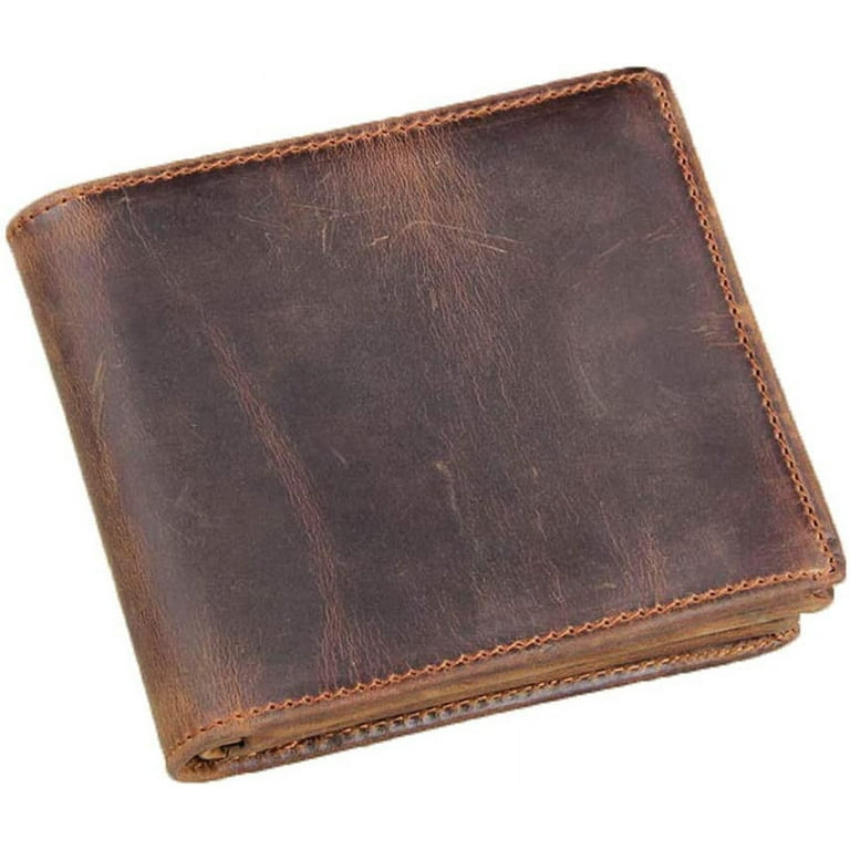  Mens Genuine Leather Long Wallet with Zipper RFID Blocking  Vintage Bifold : Clothing, Shoes & Jewelry