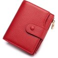 thumbnail image 1 of Genuine Leather Wallets for Women RFID Blocking Bifold with Zipper Pocket, 2 ID Windows, 18 Card Slots, Red, 1 of 7
