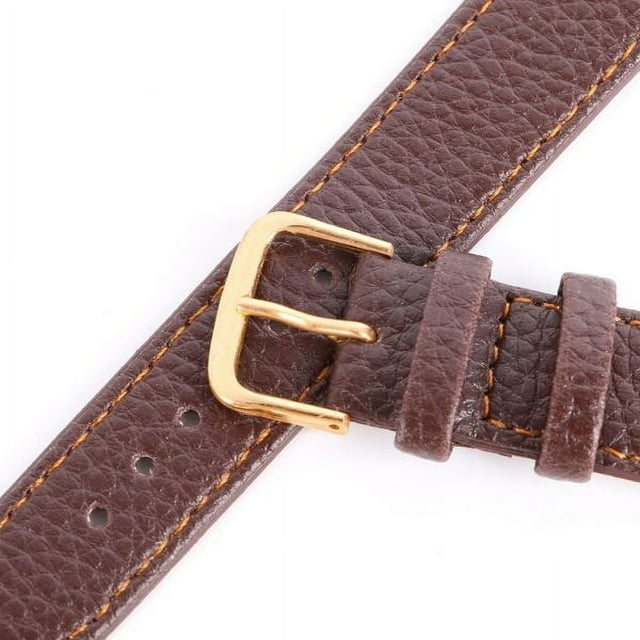 Genuine Leather Watch Band Strap Litchi Pattern Printed Pin Buckled
