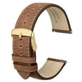 thumbnail image 1 of Genuine Leather Watch Bands Quick Release, Crazy Horse Leather Watch Straps for Men and Women, Band Width 22mm,Gold Stainless Steel Buckle, 1 of 7