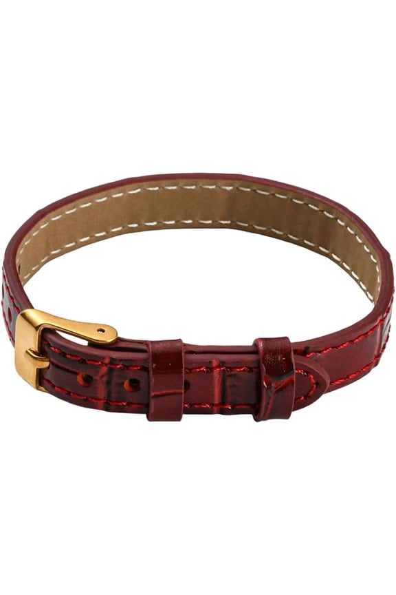 Genuine Leather Watchband Design Cuff Bracelet Adjustable Vintage Full Grain Leather Wrap Wristband with Gold Stainless Steel Buckle