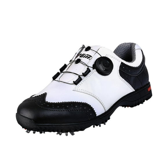 Genuine Leather Waterproof Golf Shoes for Men with Lace System
