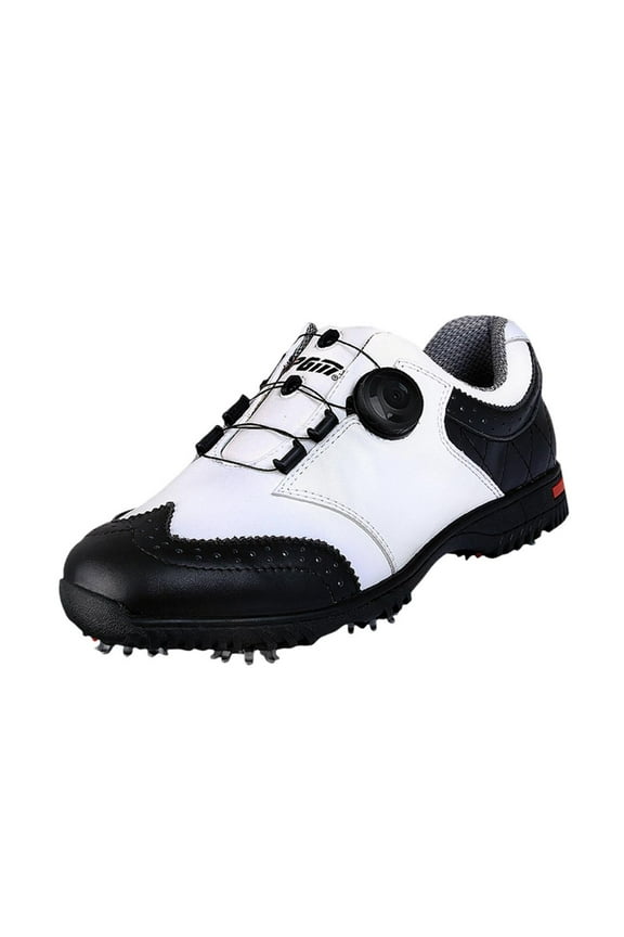 Genuine Leather Waterproof Golf Shoes for Men with Lace System