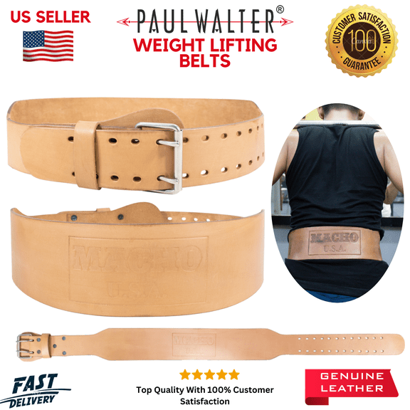 Genuine Leather Weight Lifting Belt for Men & Women Gym Weight Belt Back Support Powerlifting Weightlifting Heavy Duty Workout Training Strength Training Equipment