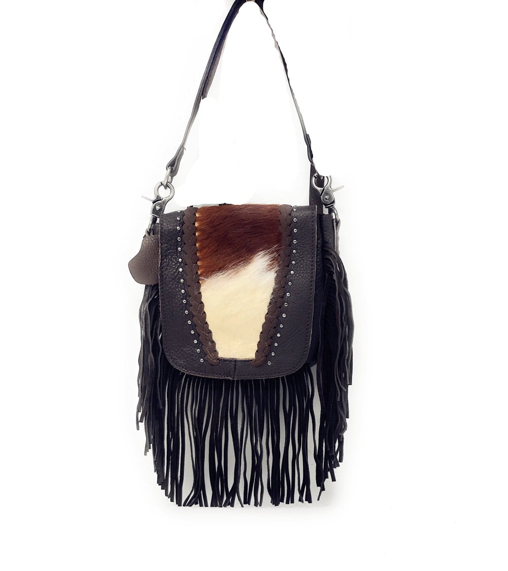 Genuine Leather Western Flower Concho Tool Cowhide Women Fringe