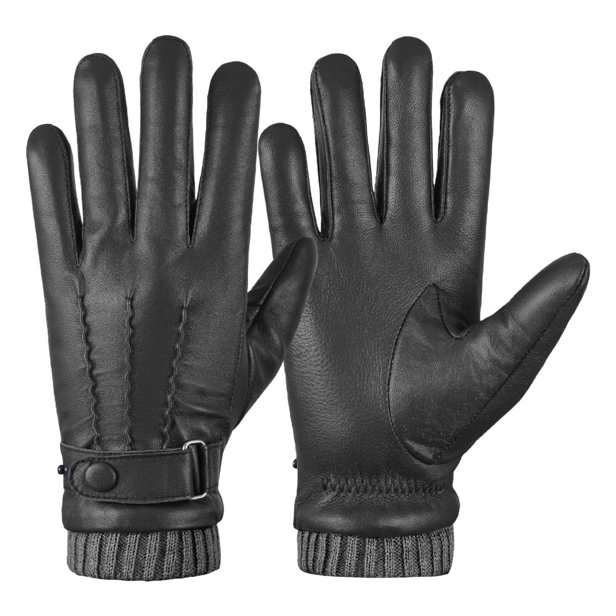 Genuine Leather Winter Dress Gloves With Fleece Lining For Men - Main Image