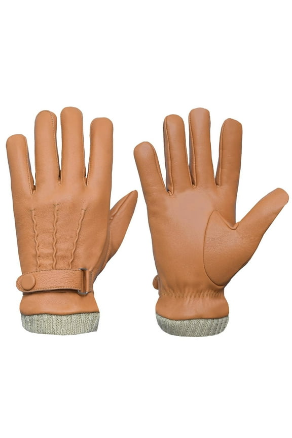 Genuine Leather Winter Dress Gloves With Fleece Lining For Men