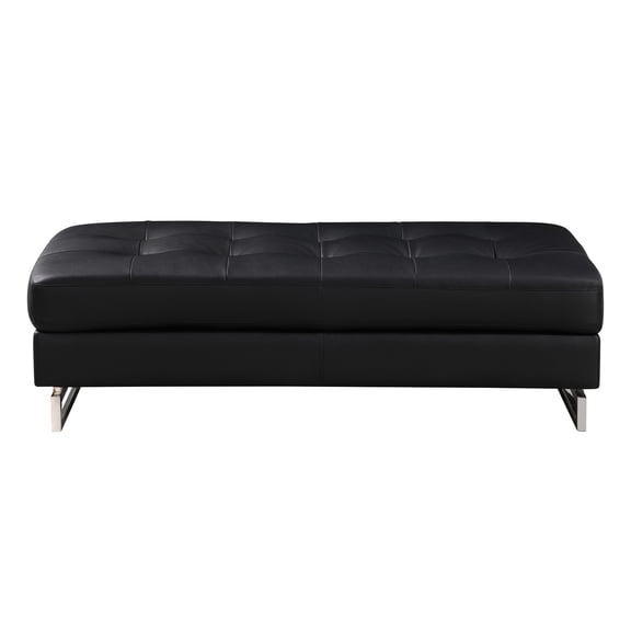 Genuine Leather With Legs And Solid Wood, Black, Oversized Option Form Wood , Oversized, Black Hue Choice
